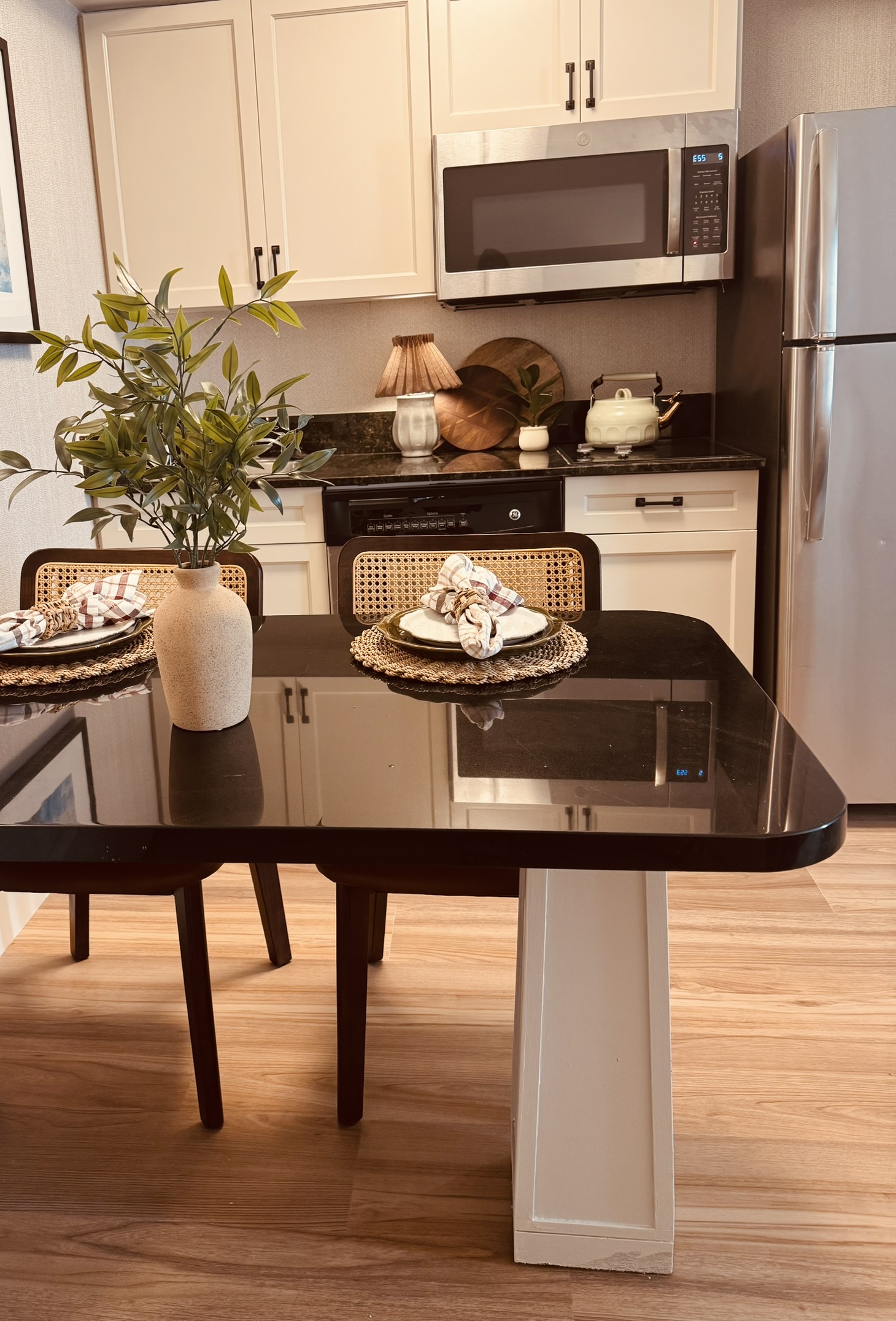 Modern kitchen in converted hotel unit showing cost-effective renovation at Ainsley Dallas