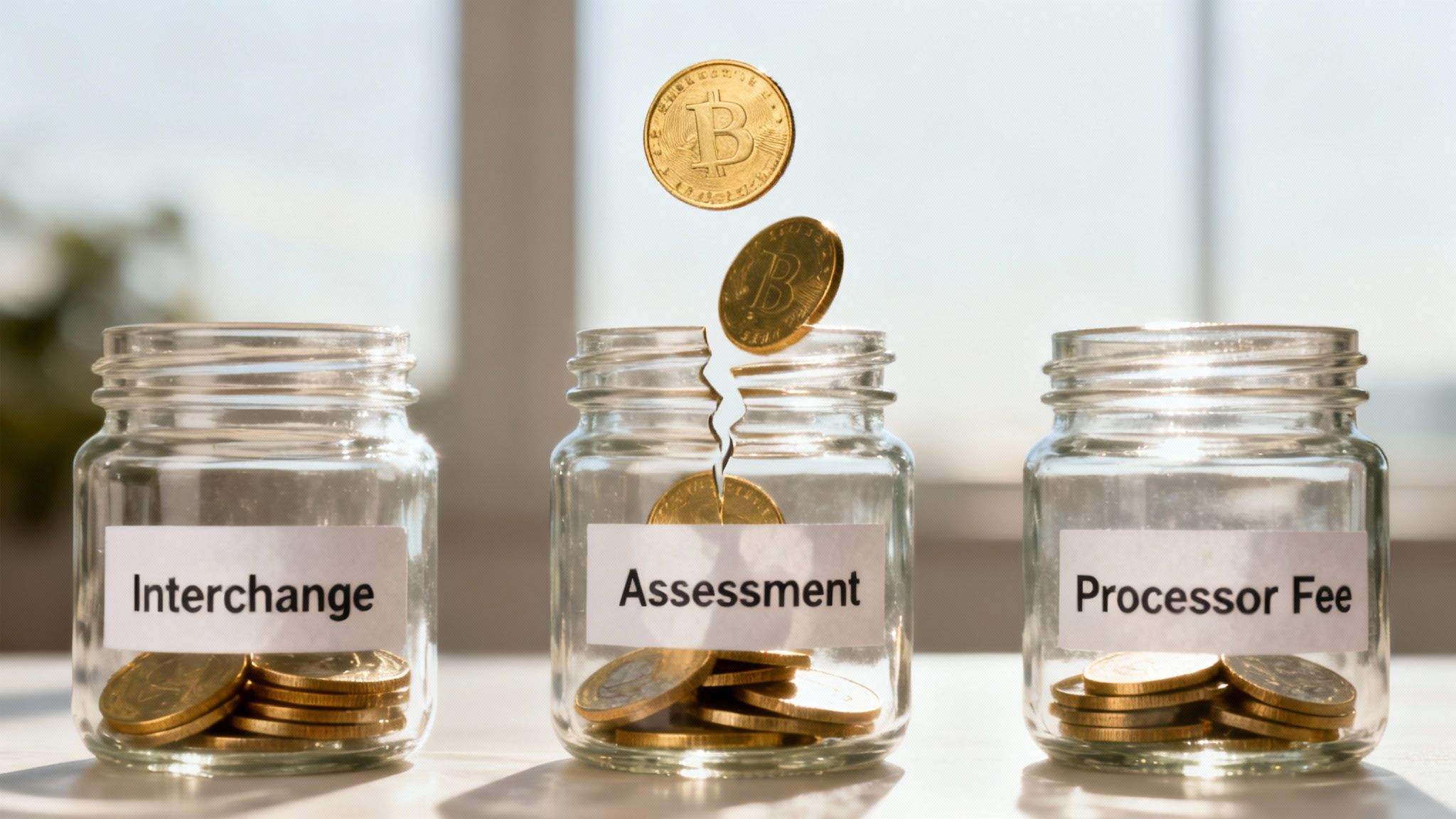 A person reviewing a financial statement with a calculator, symbolizing payment processing fees.