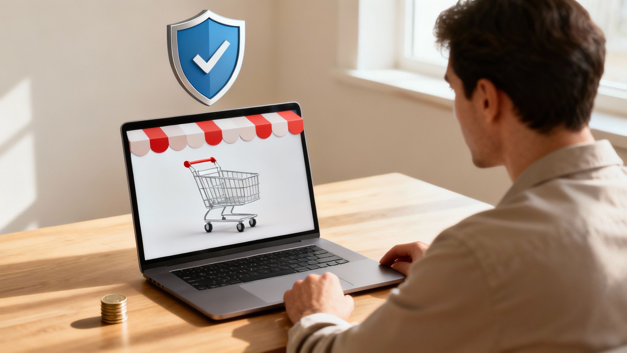 A person paying online securely on their phone, symbolizing the business benefits of 3D Secure authentication.