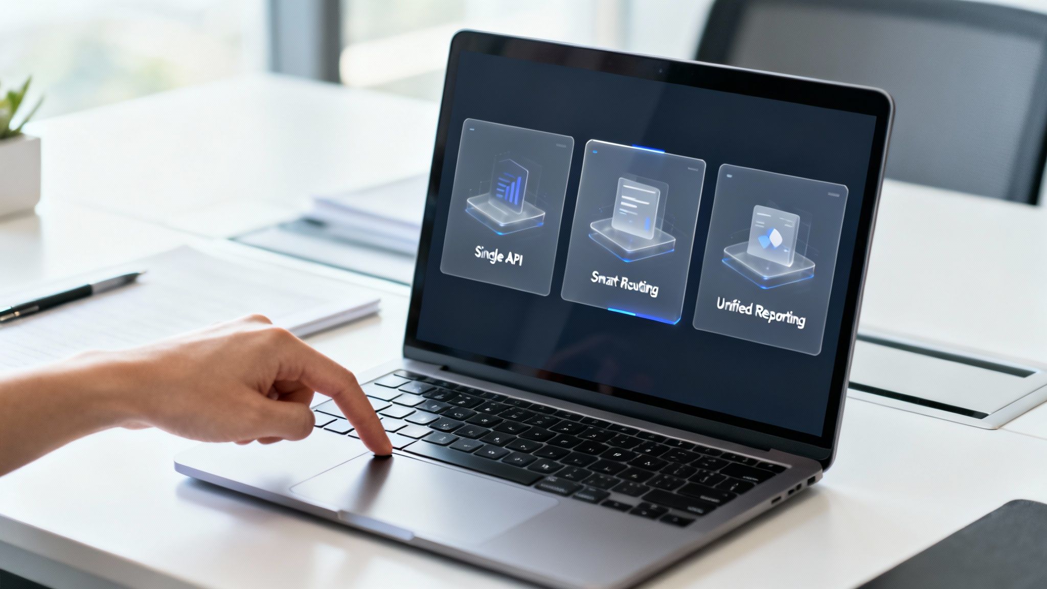 A person managing multiple payment icons from a central dashboard