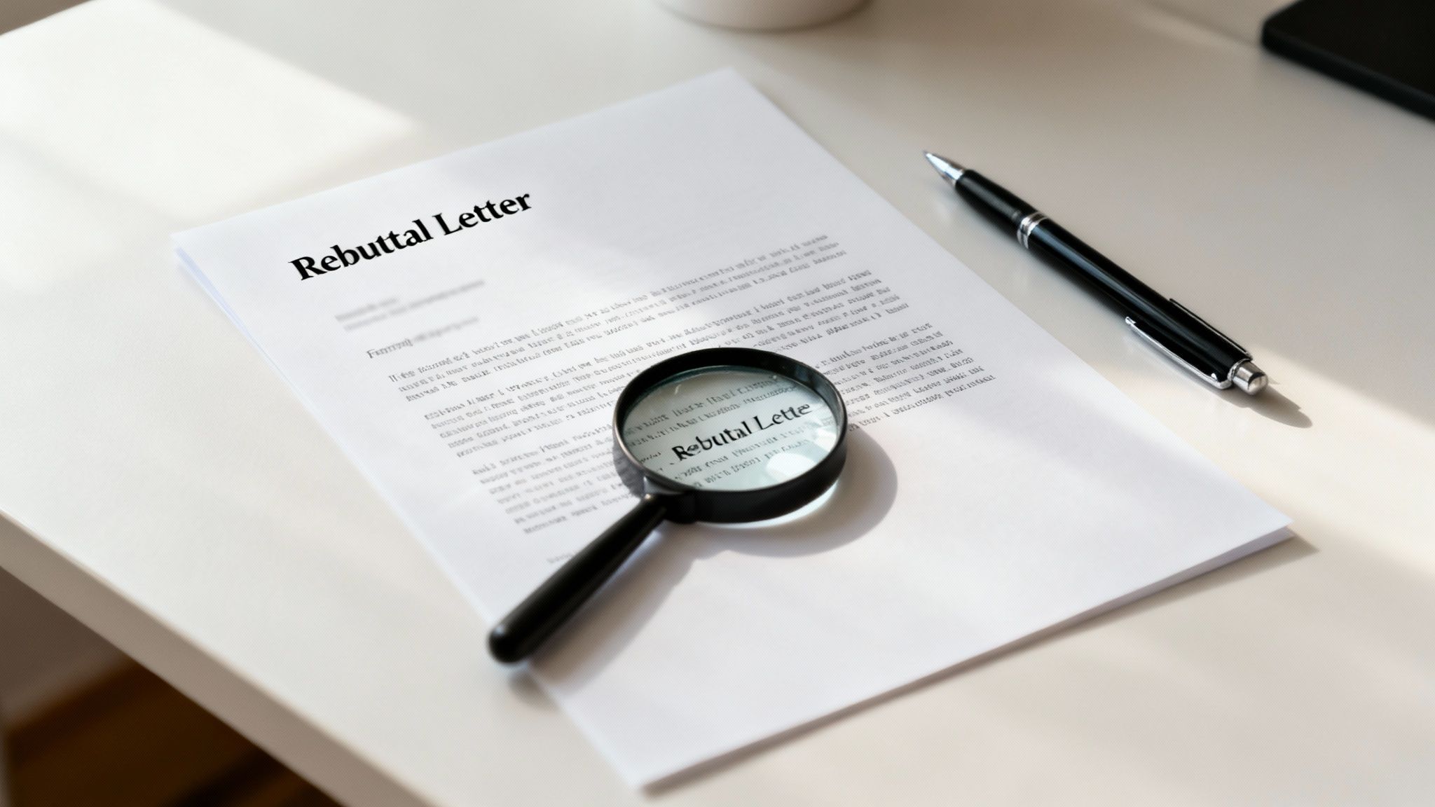 A person writing a letter of rebuttal on a typewriter.