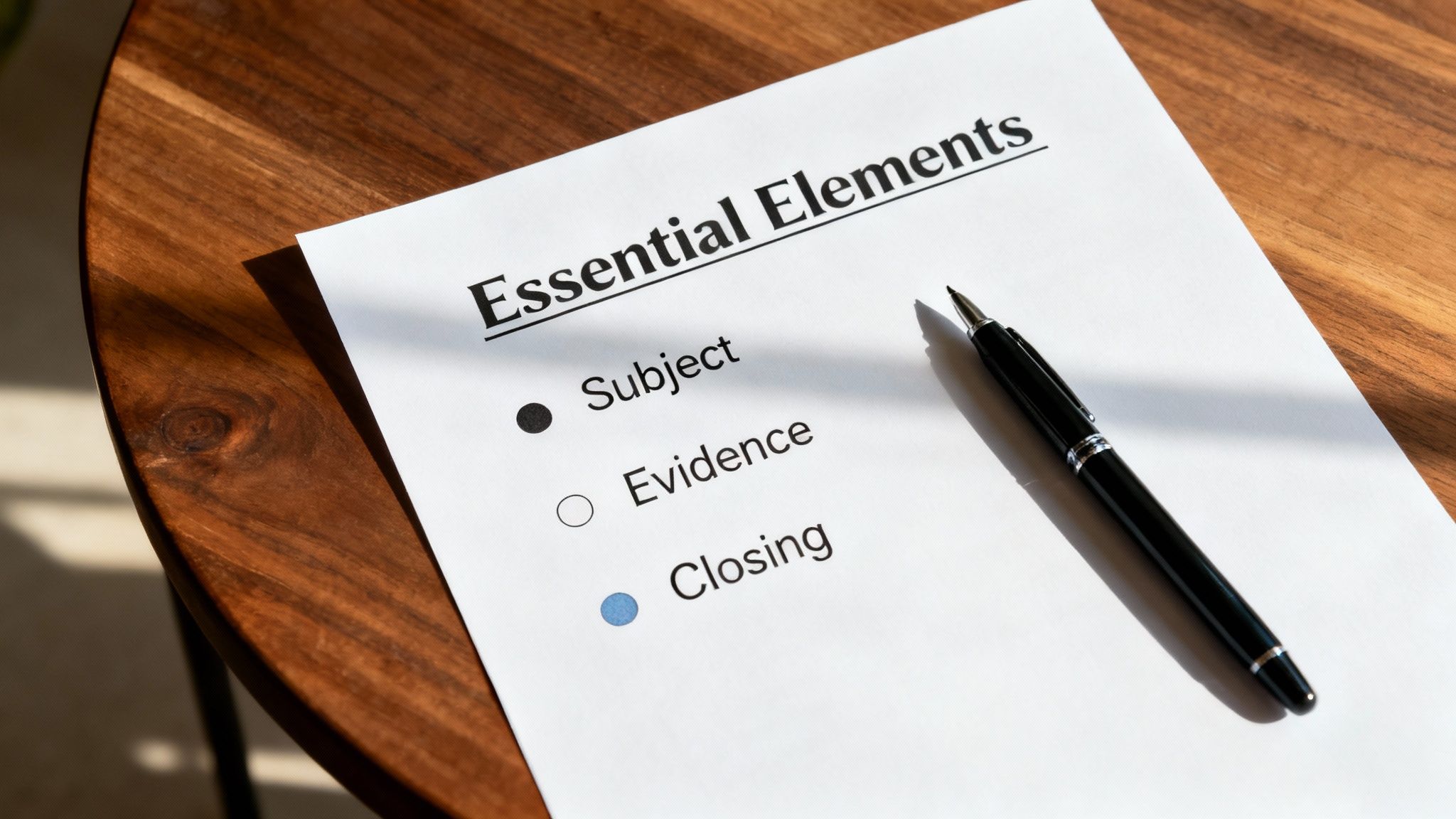 A person at a desk reviewing documents and preparing to write.