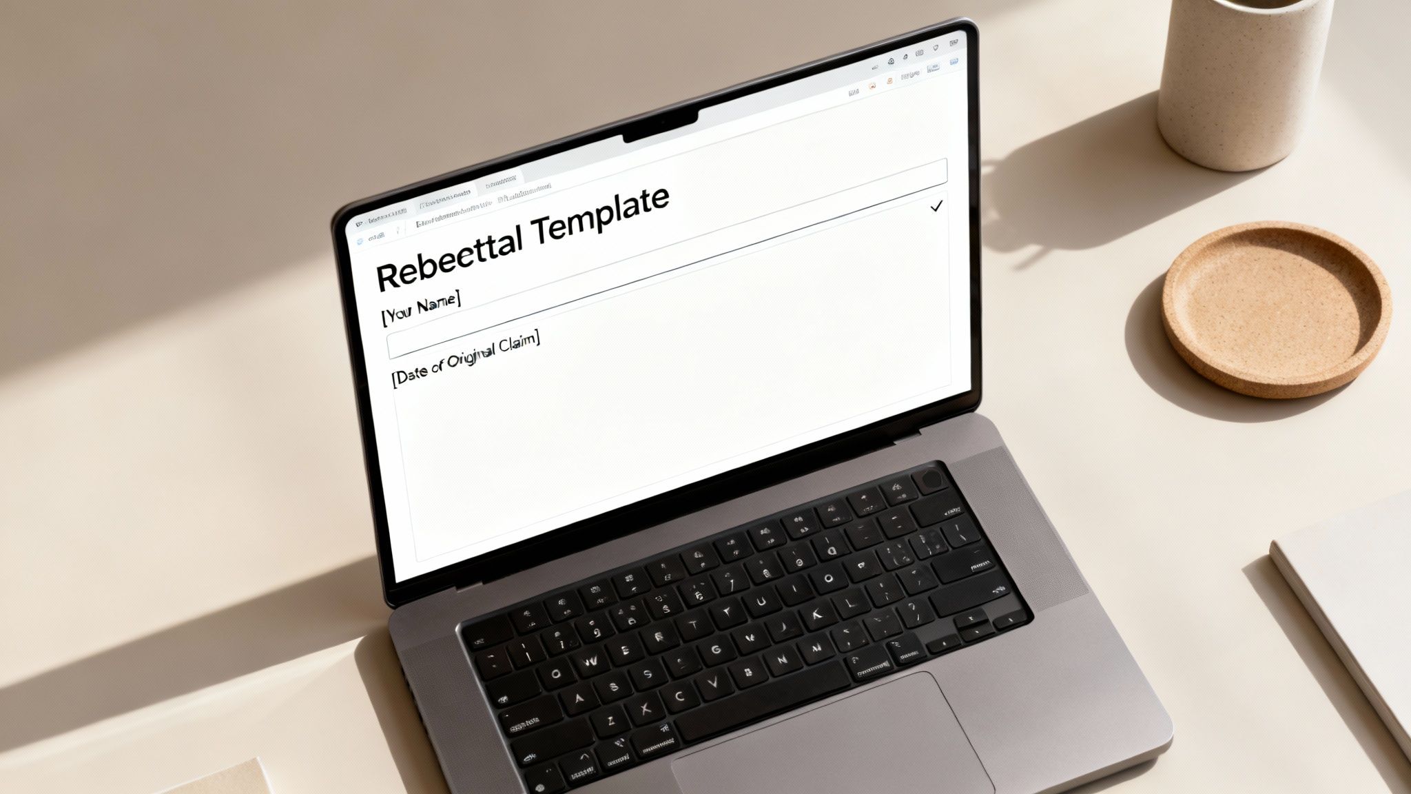 A customizable letter of rebuttal template on a clipboard with a pen.