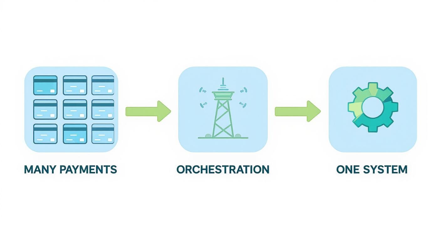 Infographic about payments orchestration platform