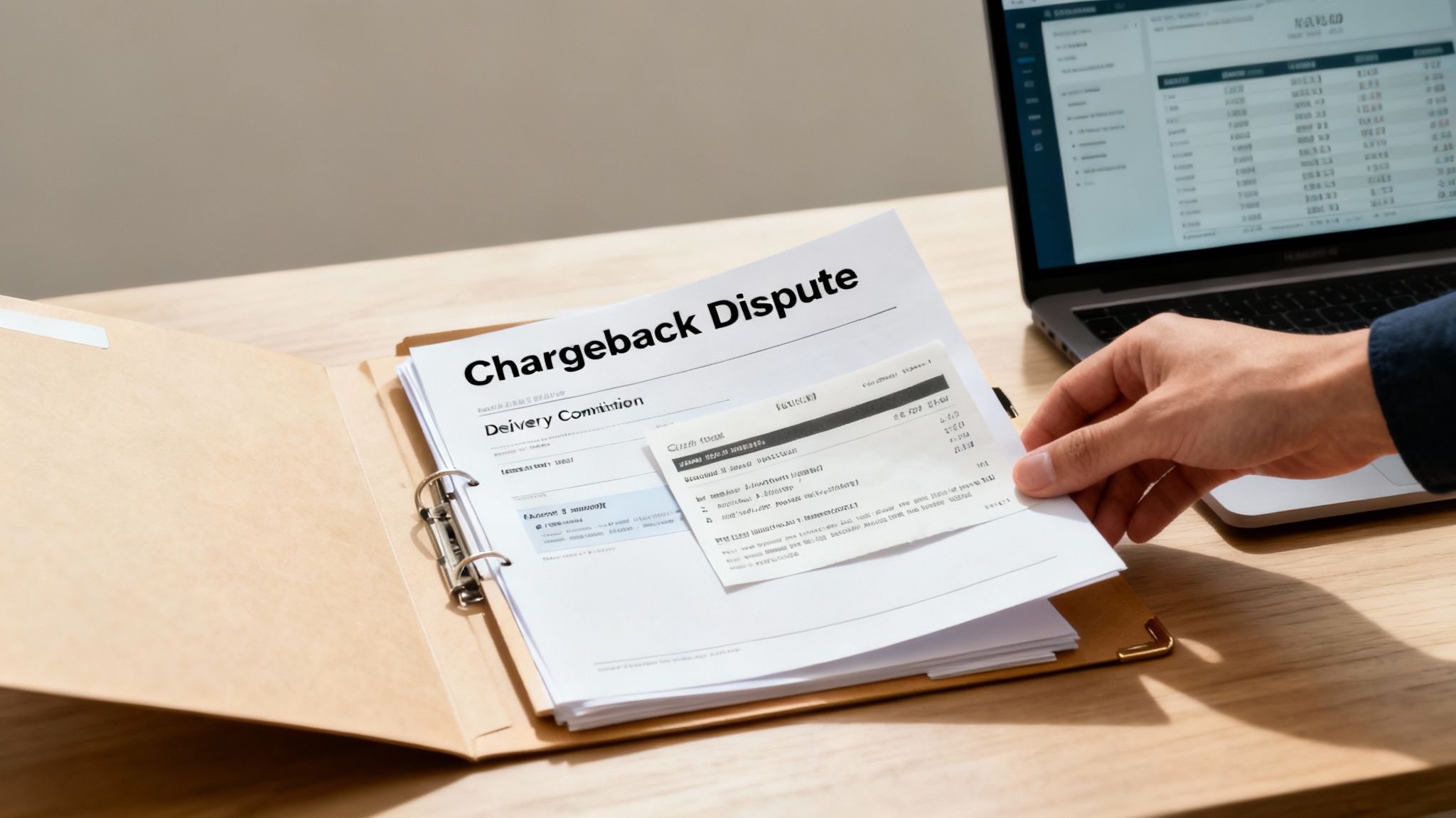 A person building a case file with documents and evidence.