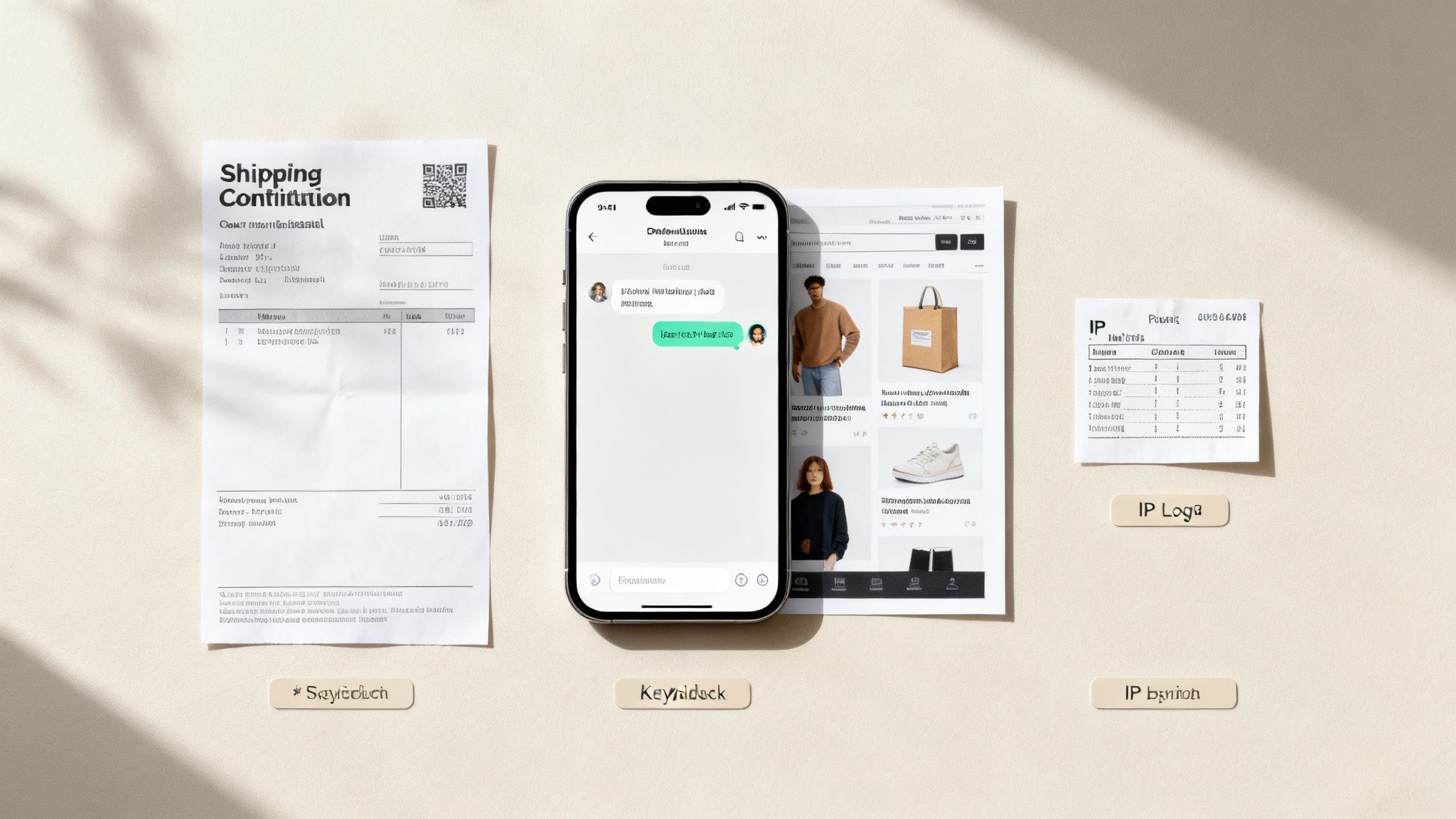 A person gathering various documents and digital files as evidence for a chargeback rebuttal.