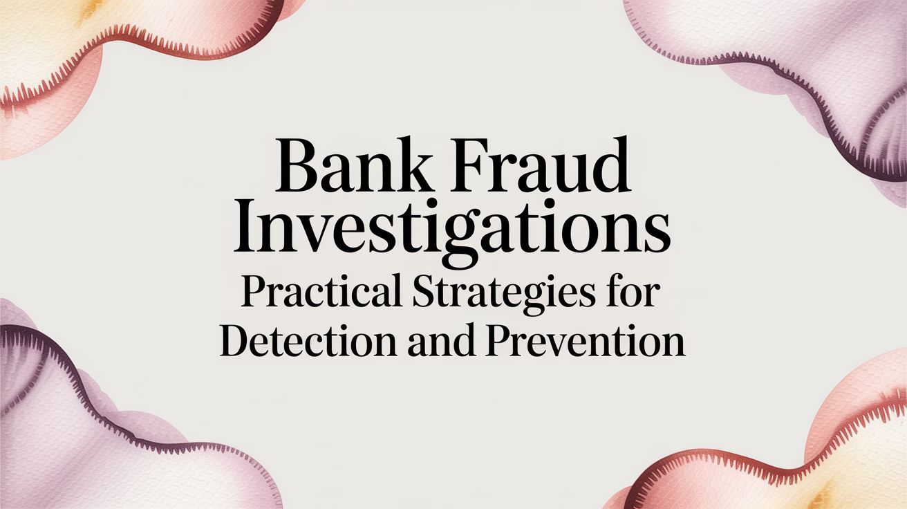 Bank Fraud Investigations: Practical Strategies for Detection and Prevention