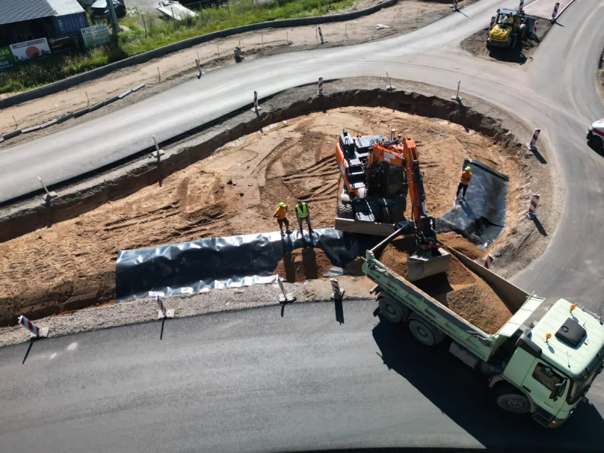 Kelio tiesimo projektas fotografuotas iš oro