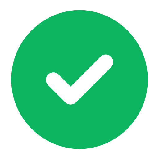 Black check mark inside a green circle symbolizing confirmation or success.