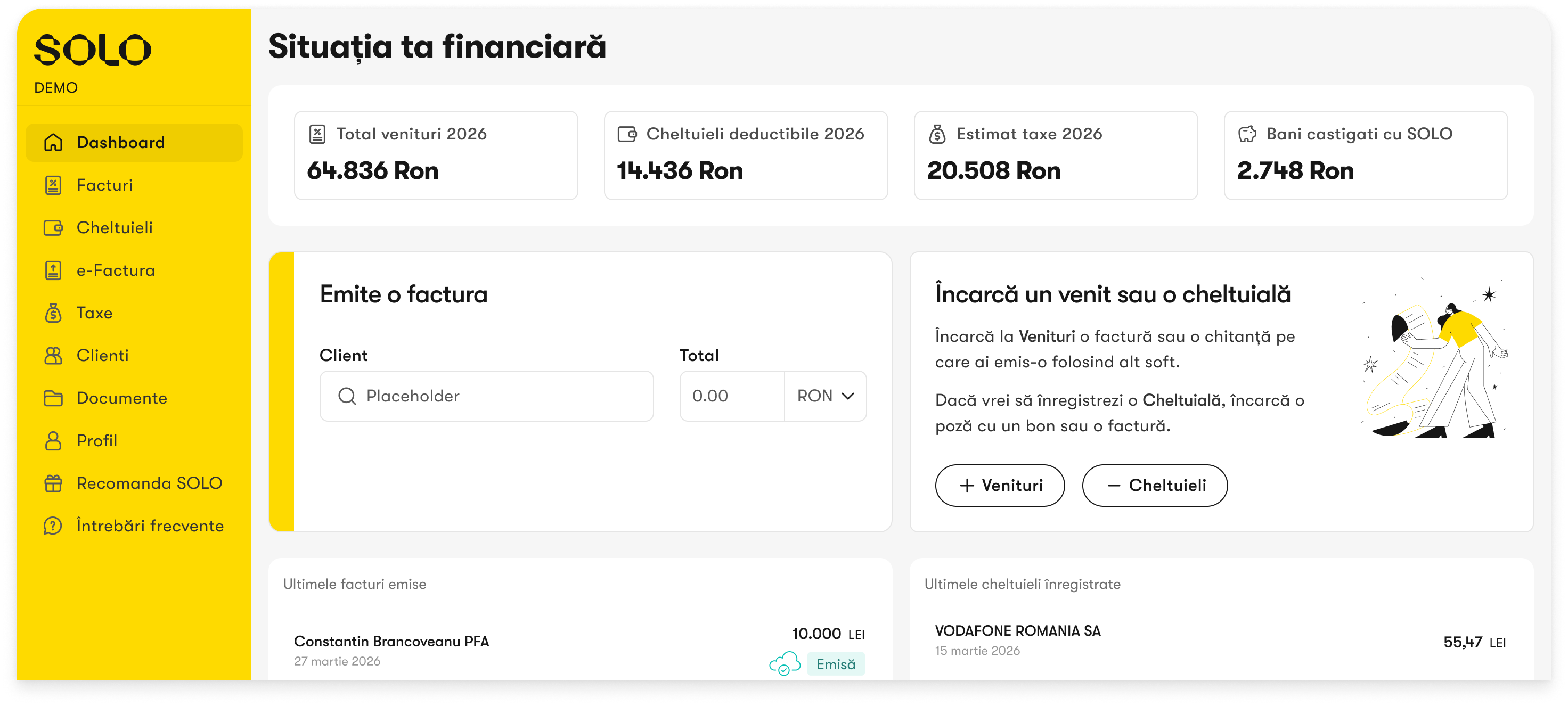 Ai toate documentele la îndemână și știi tot timpul cât ai de plătit