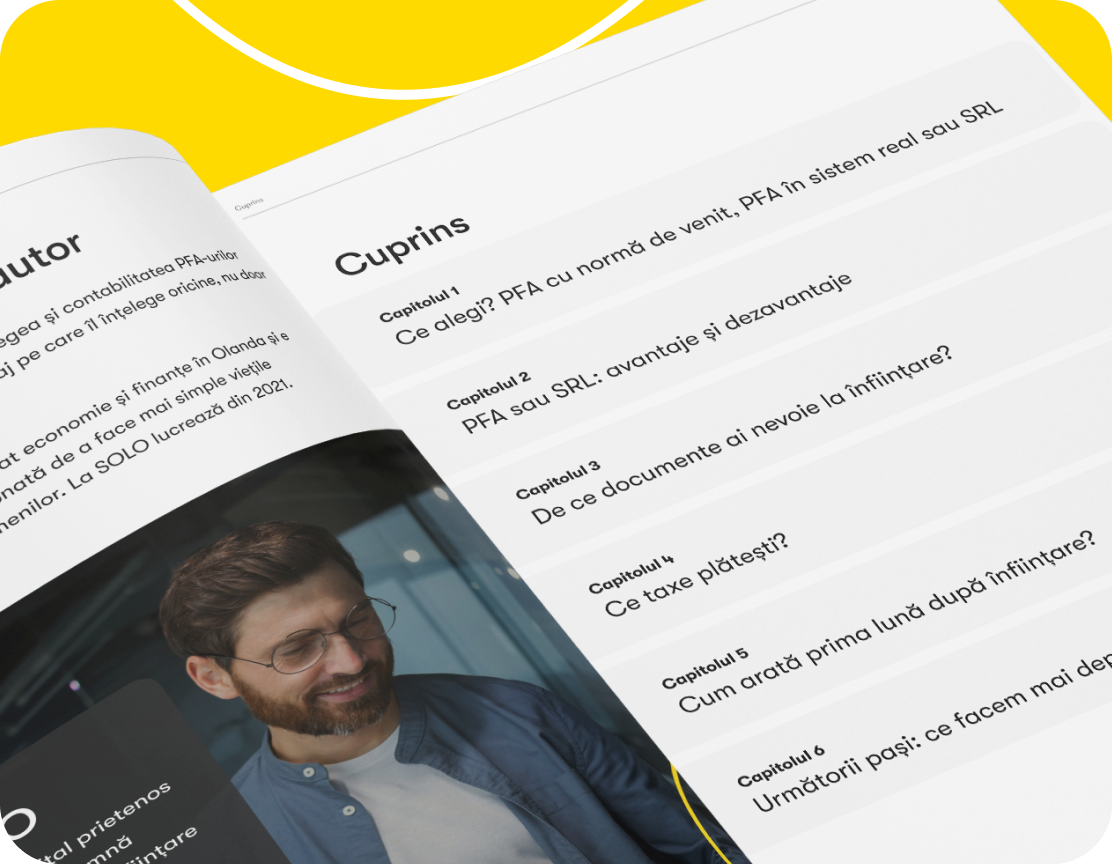Pagina de cuprins a unui ghid, afișând capitole despre alegerea formei potrivite pentru meditații, avantaje și dezavantaje, documentele necesare și taxele plătite.