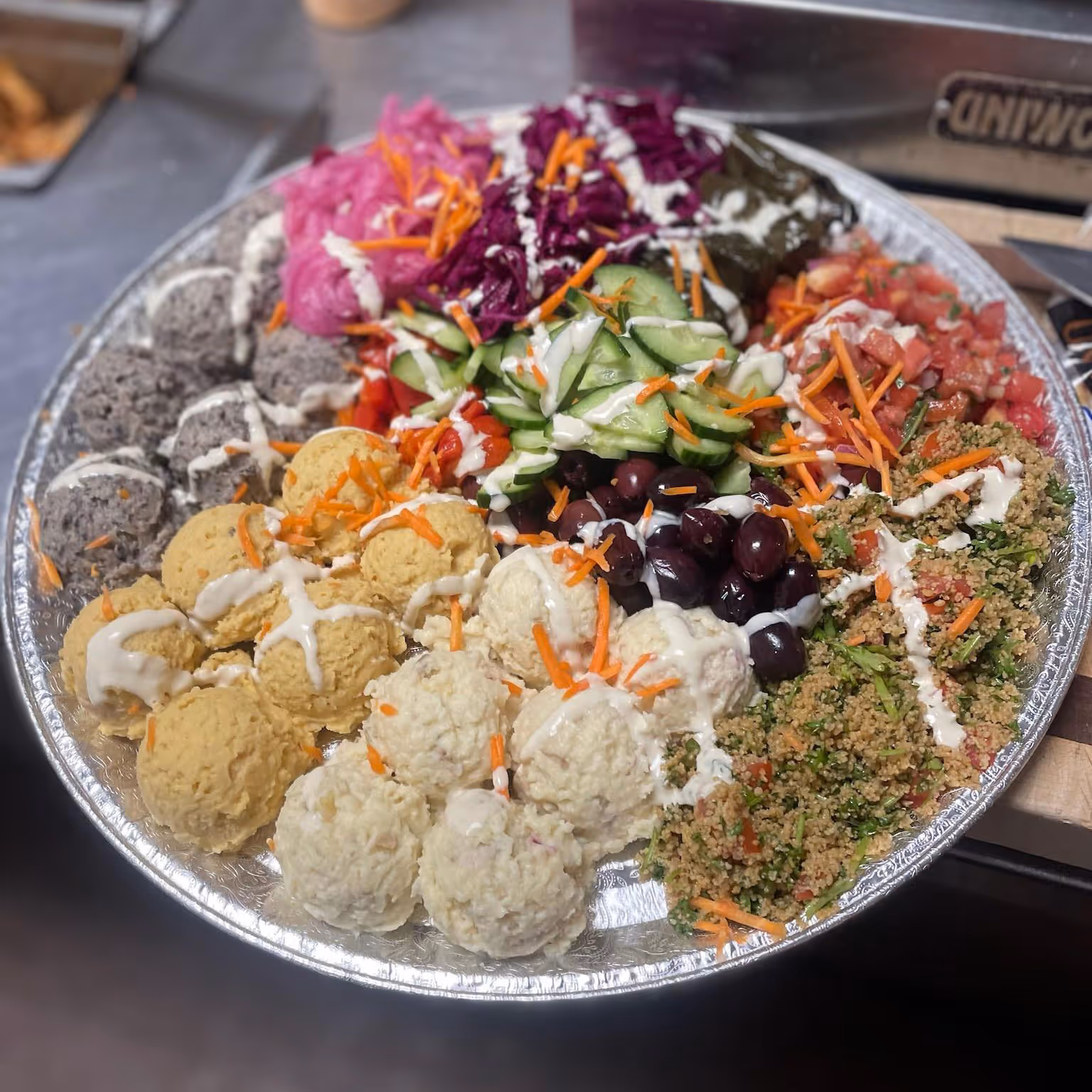 A beautifully arranged catering platter.