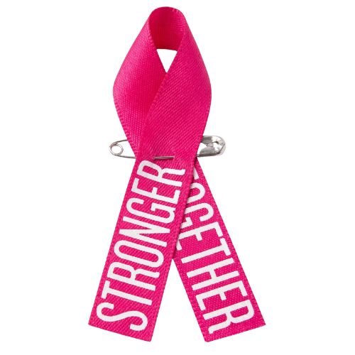 Pink Ribbon Ruban 2026. Rose avec l'inscription « Stronger Together »