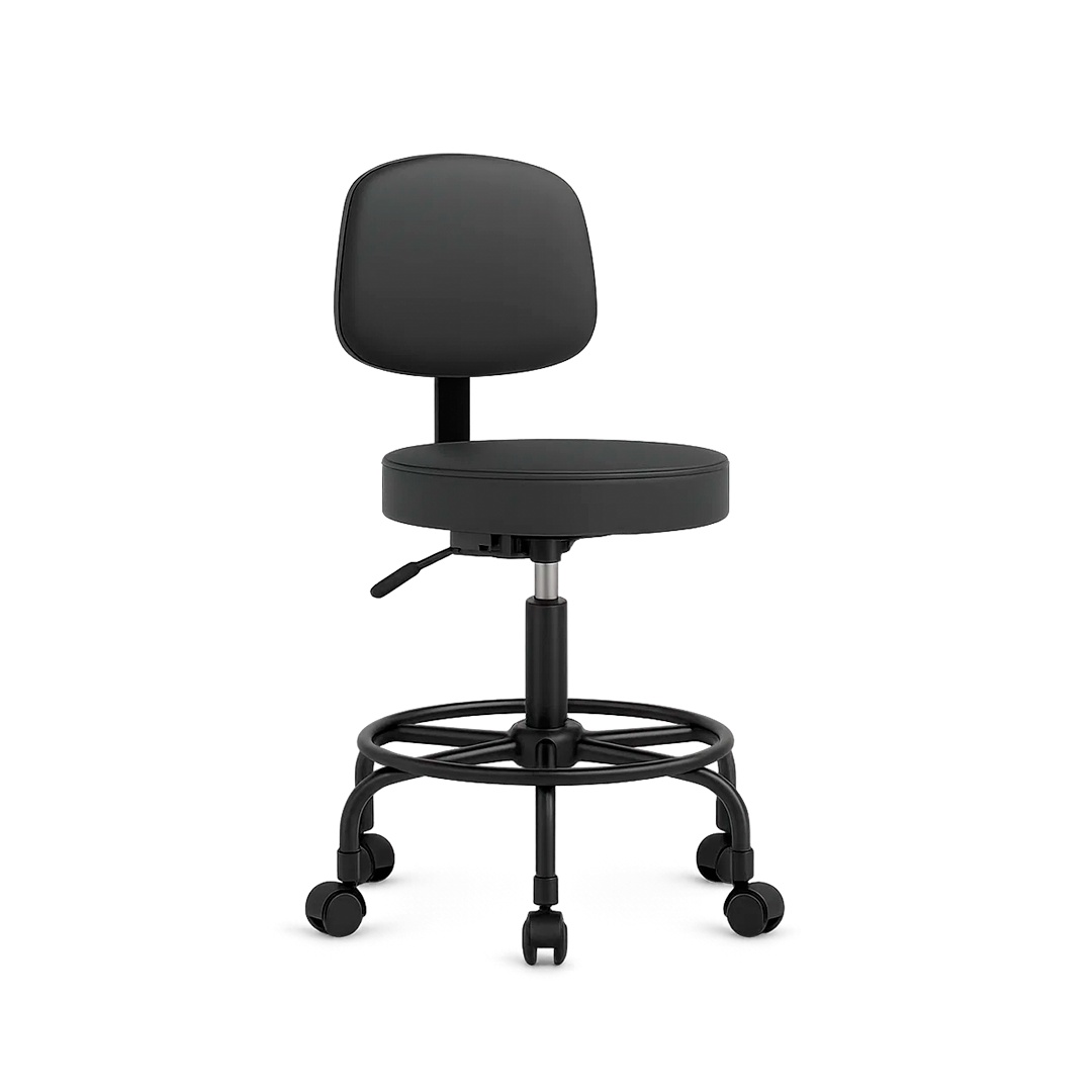 Lab Stool with Back Rest and Foot Ring