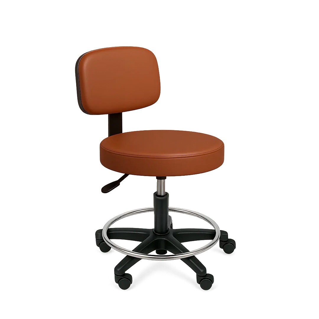 Lab Comfort brown Spring Stool with Back Rest and Foot Ring