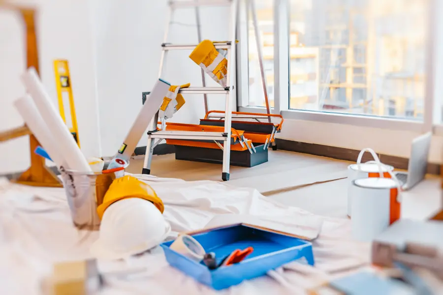 Image of construction equipment in a home
