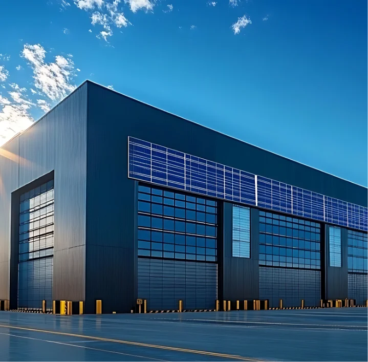 Exterior of a commercial building suitable for solar panel installation in Indiana