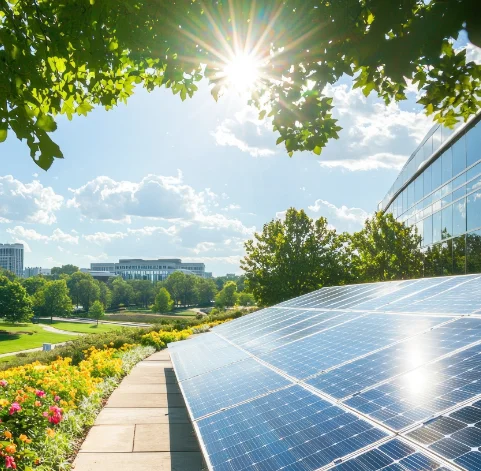 Solar panel system generating renewable energy at a site in Indiana