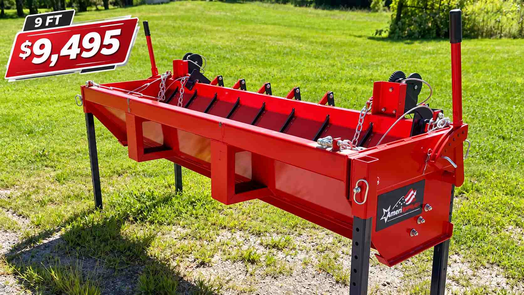 Amerispreader 9 ft chip spreader, red, rear view