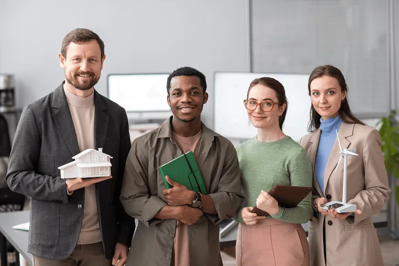 A group of people standing next to each other.