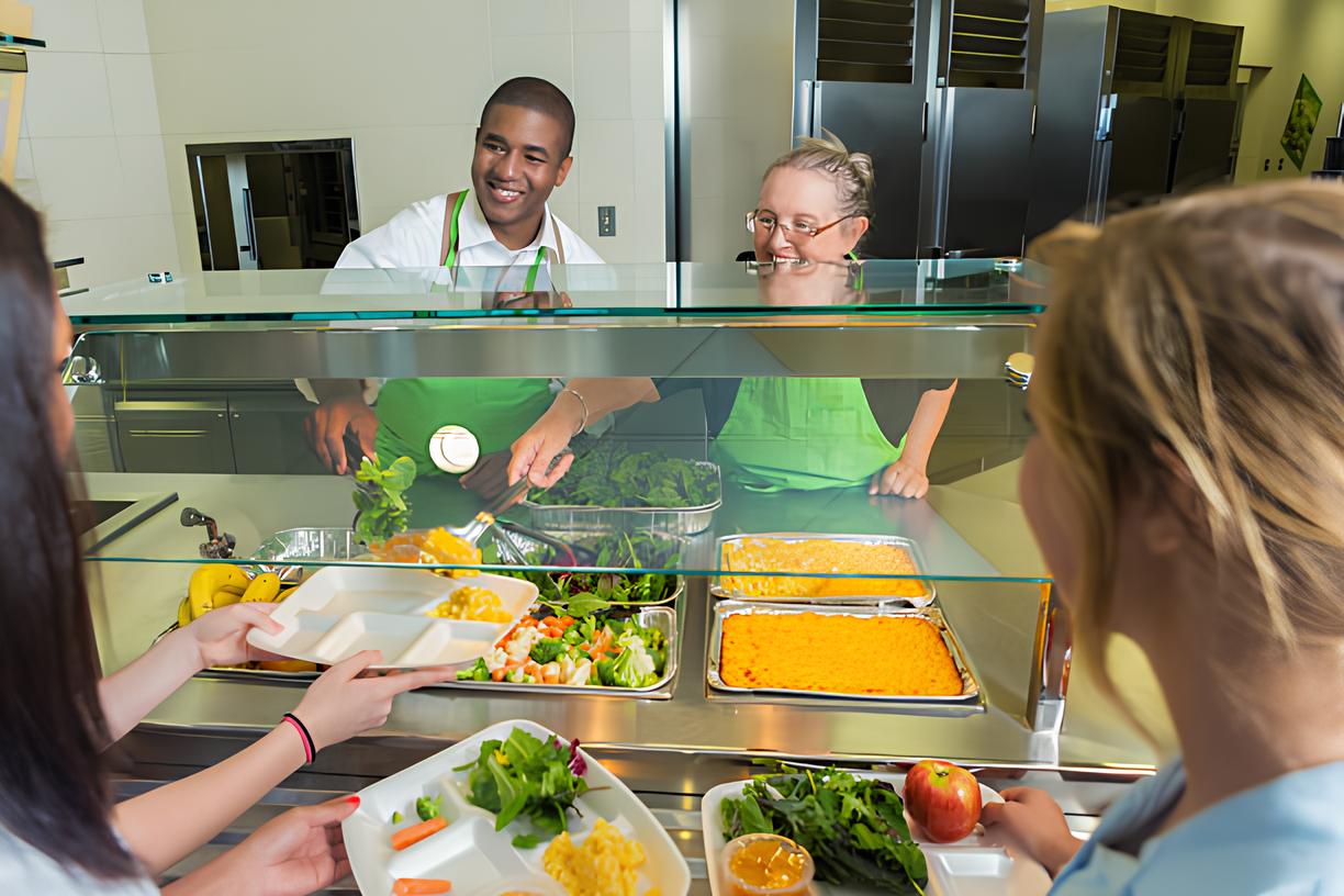 Students enjoying a meal