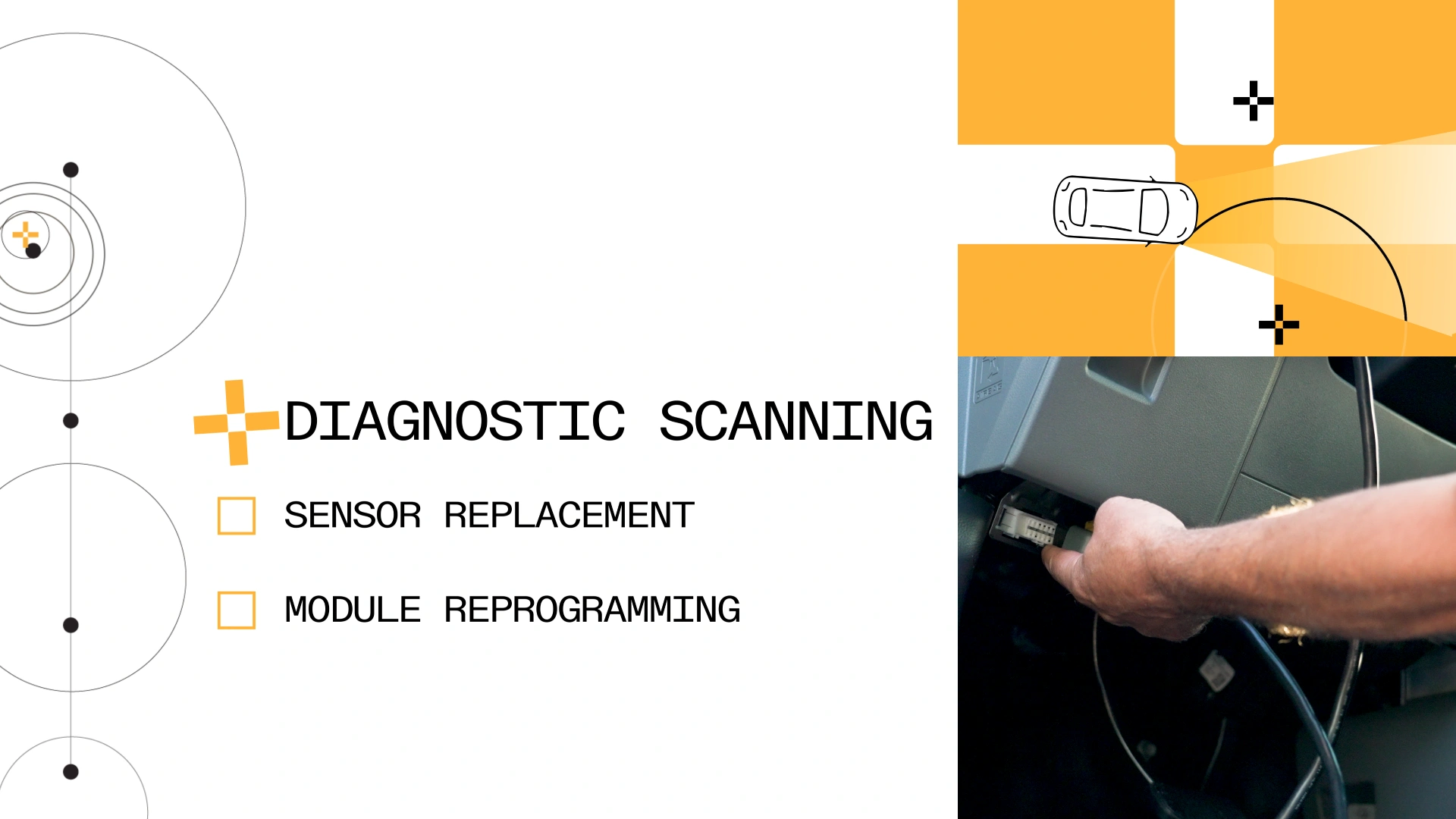 Sentric anthem video splitscreen still showing diagnostic scanning services