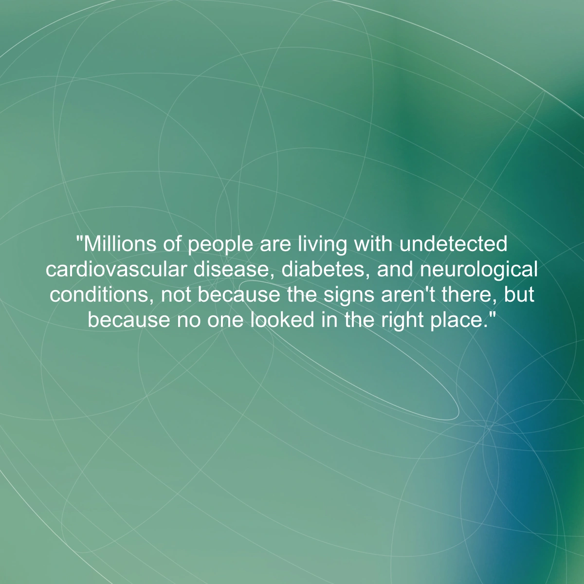 Oku brand panel in a green gradient carrying a statement about undetected disease going unseen