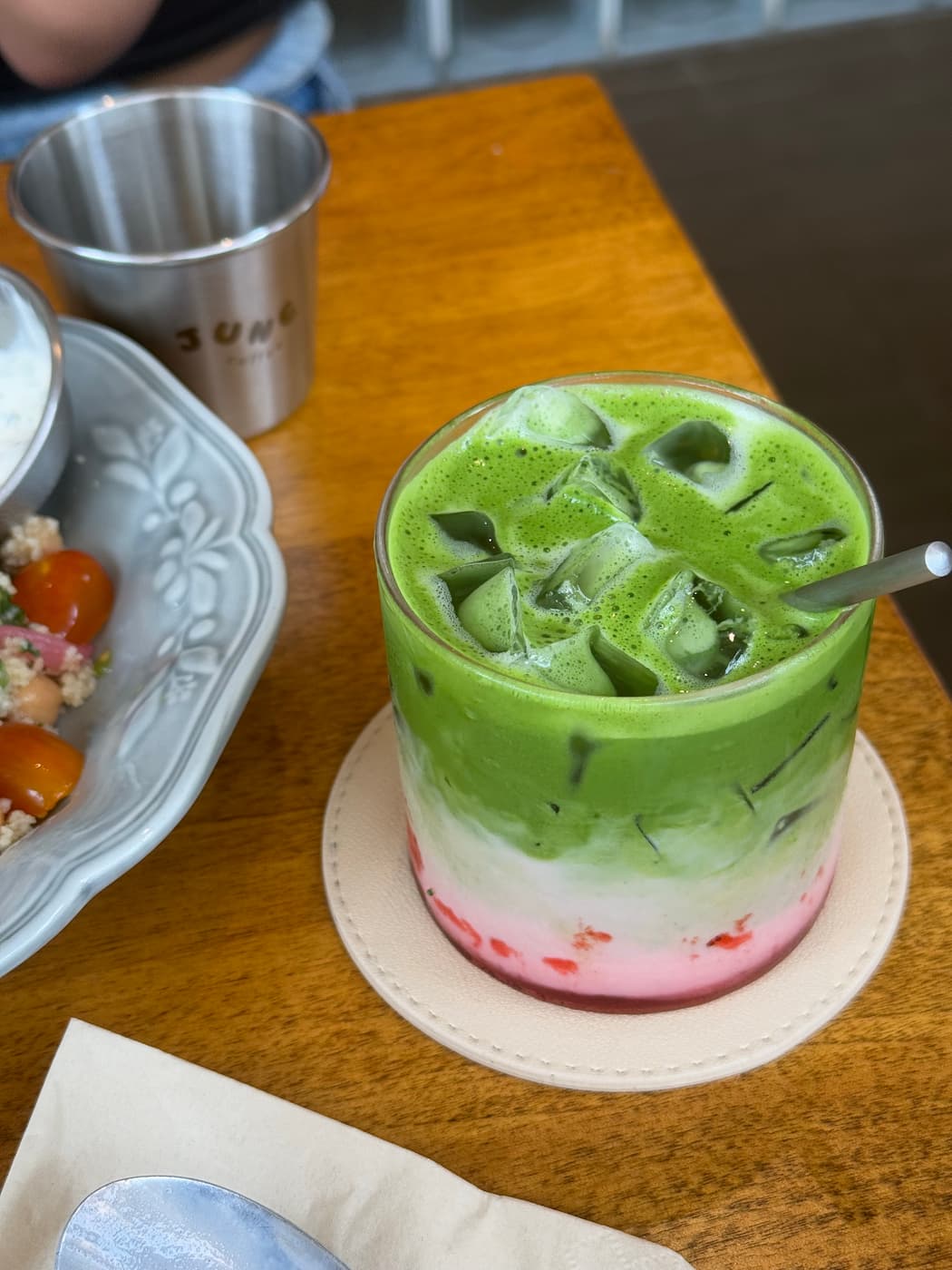 Iced strawberry matcha