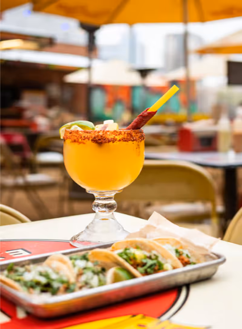 Margarita and tacos served at Taqueria La Ventana