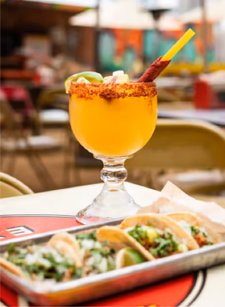 Margarita and tacos served at Taqueria La Ventana