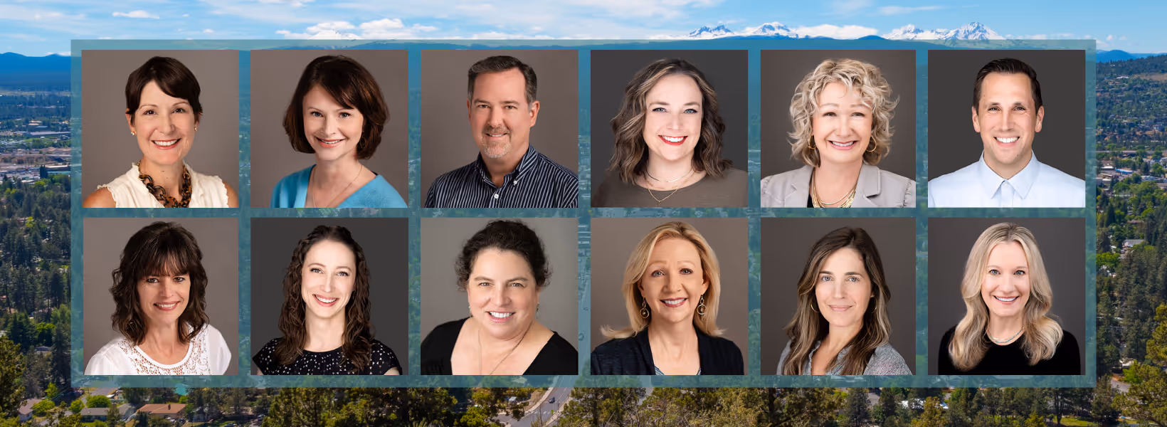 A group of people that are standing in front of trees.