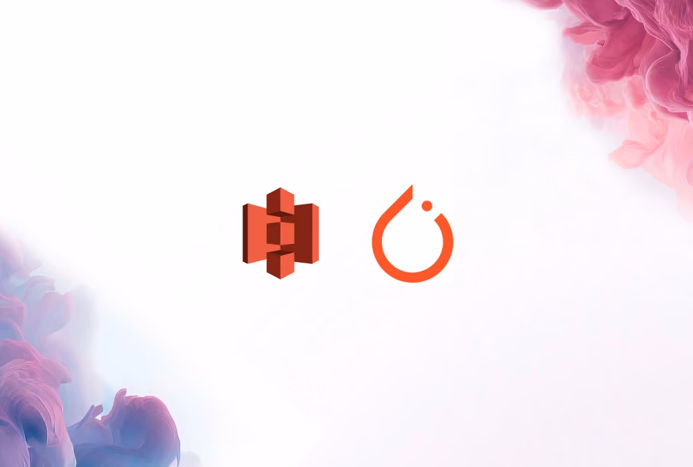 Amazon S3 and PyTorch logos side by side on a white background with pink and purple smoke effects.