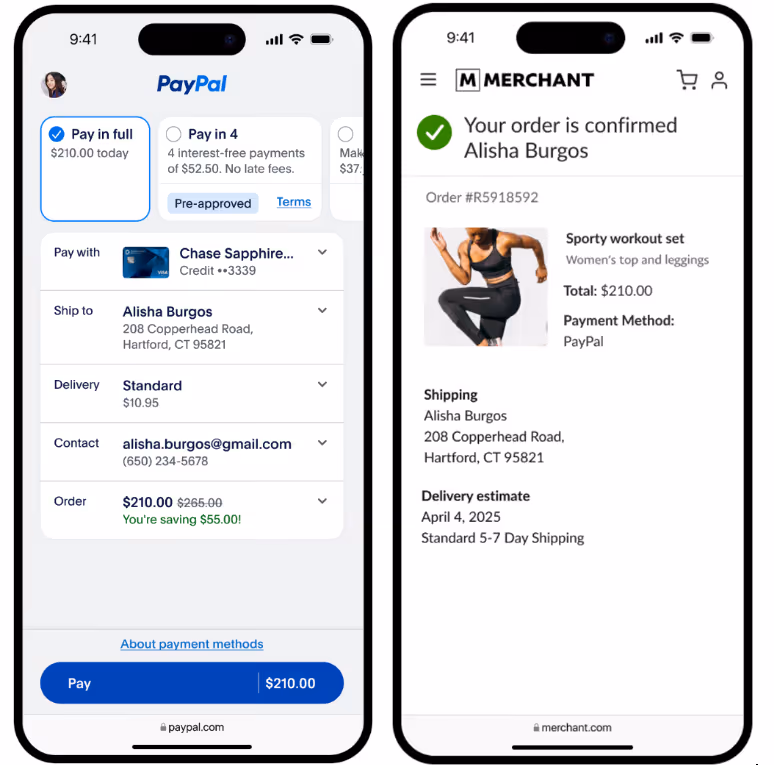 Third-party PayPal checkout interface showing external payment flow outside SaaS platform (Source)
