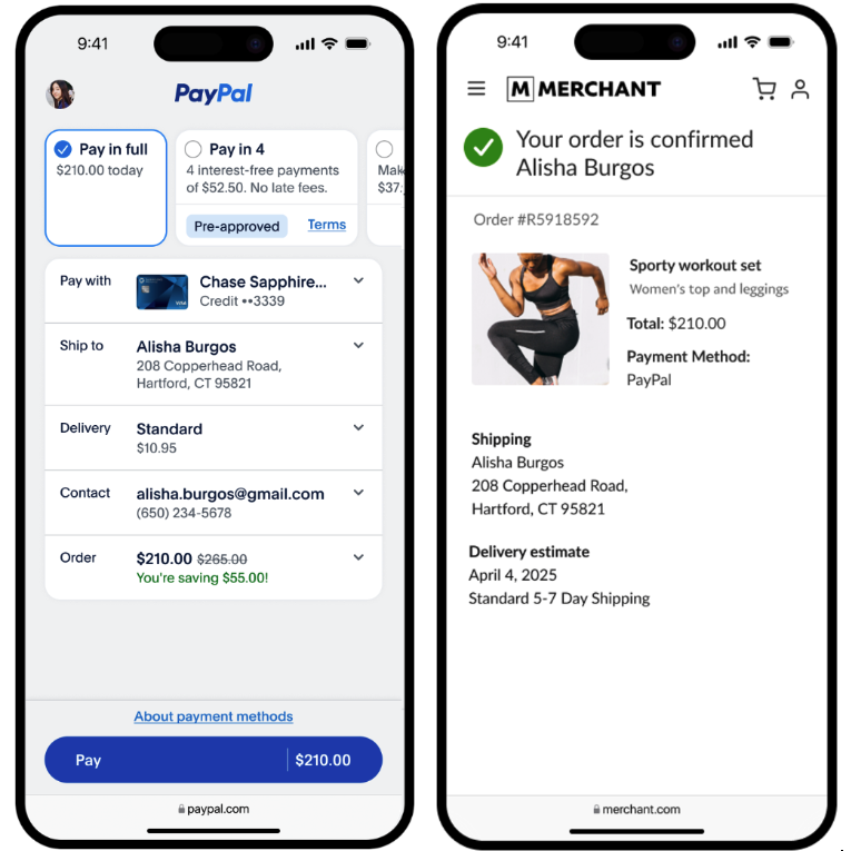 Third-party PayPal checkout interface showing external payment flow outside SaaS platform (Source)