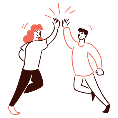 Dos personas chocando los cinco con emoción y alegría