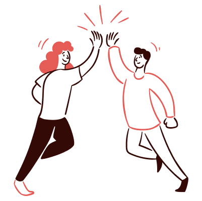 Two people high-fiving with excitement and joy