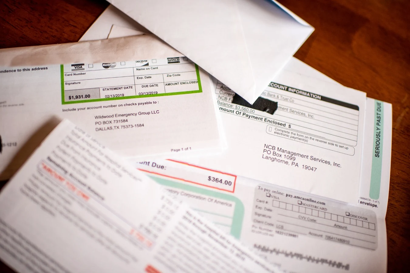 pile of hospital bills