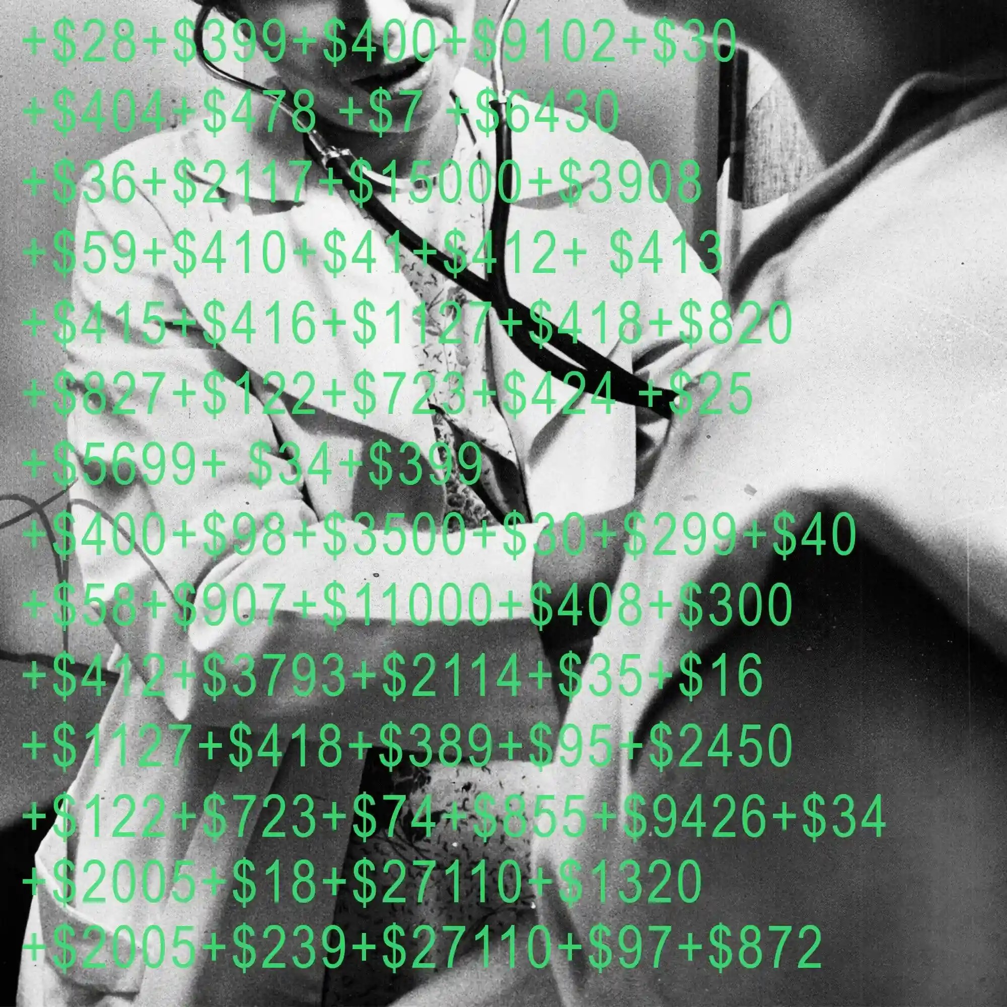 doctor checking on patient with number graphics over top