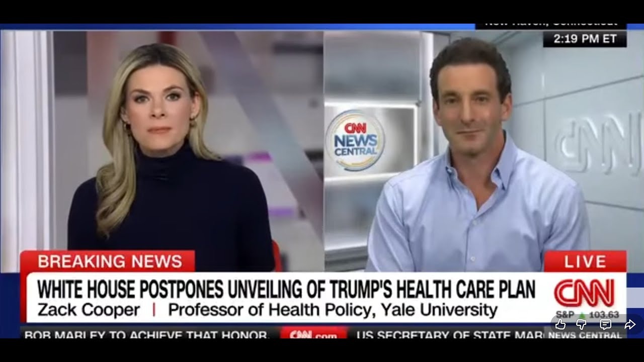 Professor Zack Cooper and news anchor on CNN