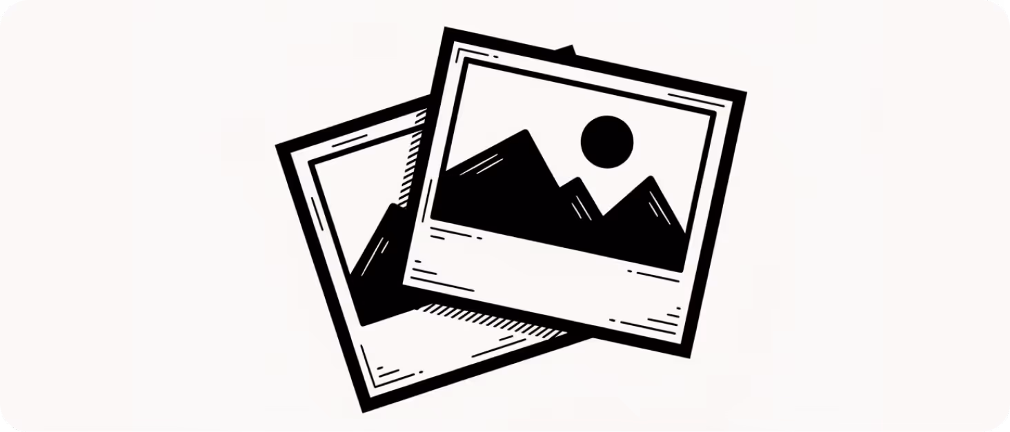 Two overlapping image cards illustration