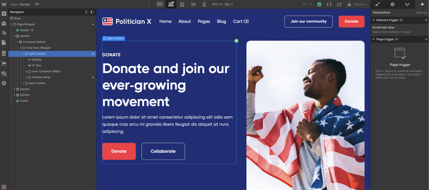 Animations - Politician X Webflow Template