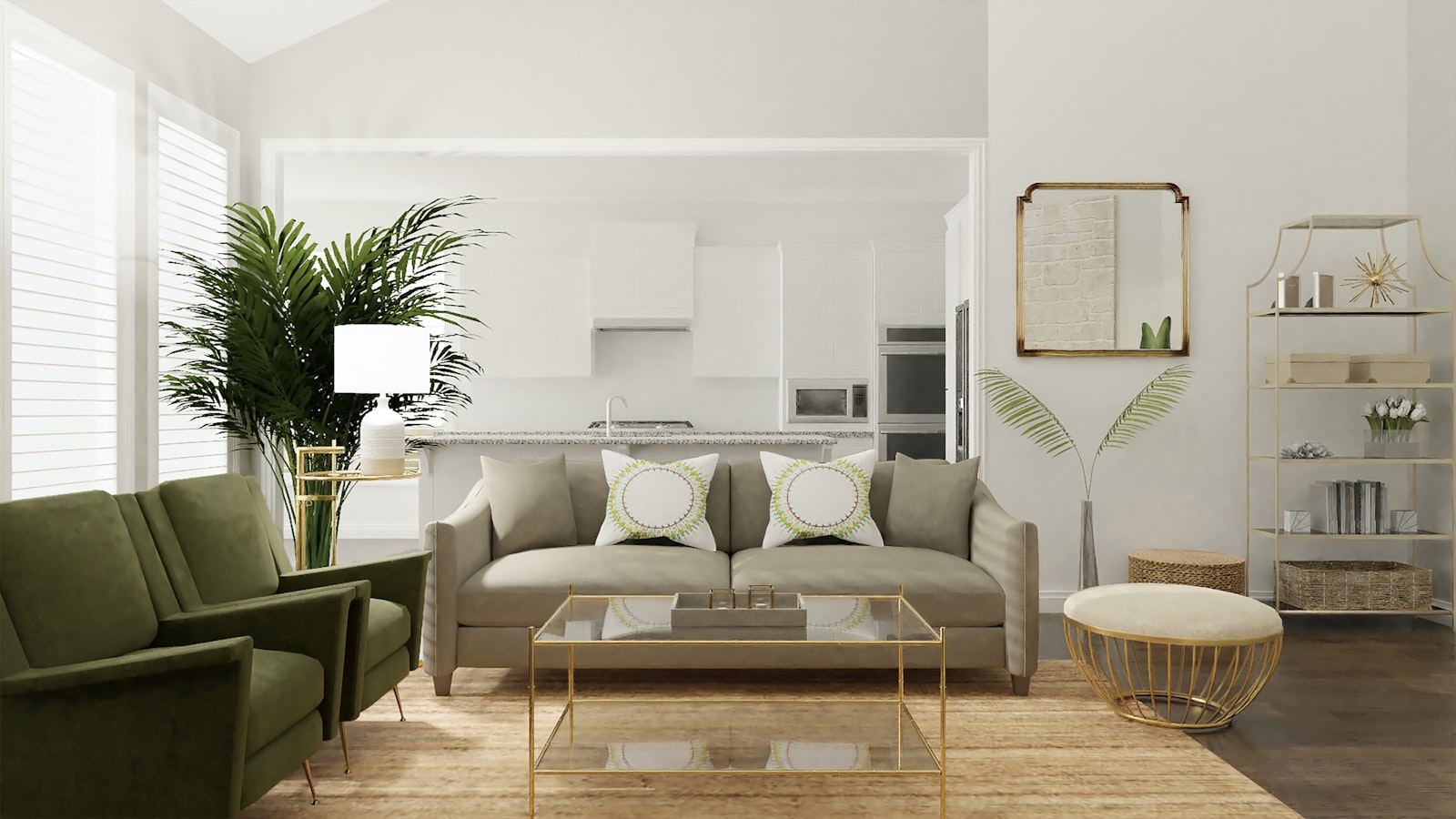 A bright, well-designed modern living room interior styled to convert short-term rental bookings