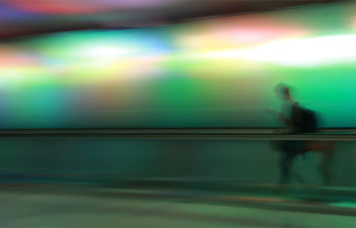 A person on their phone on the go.