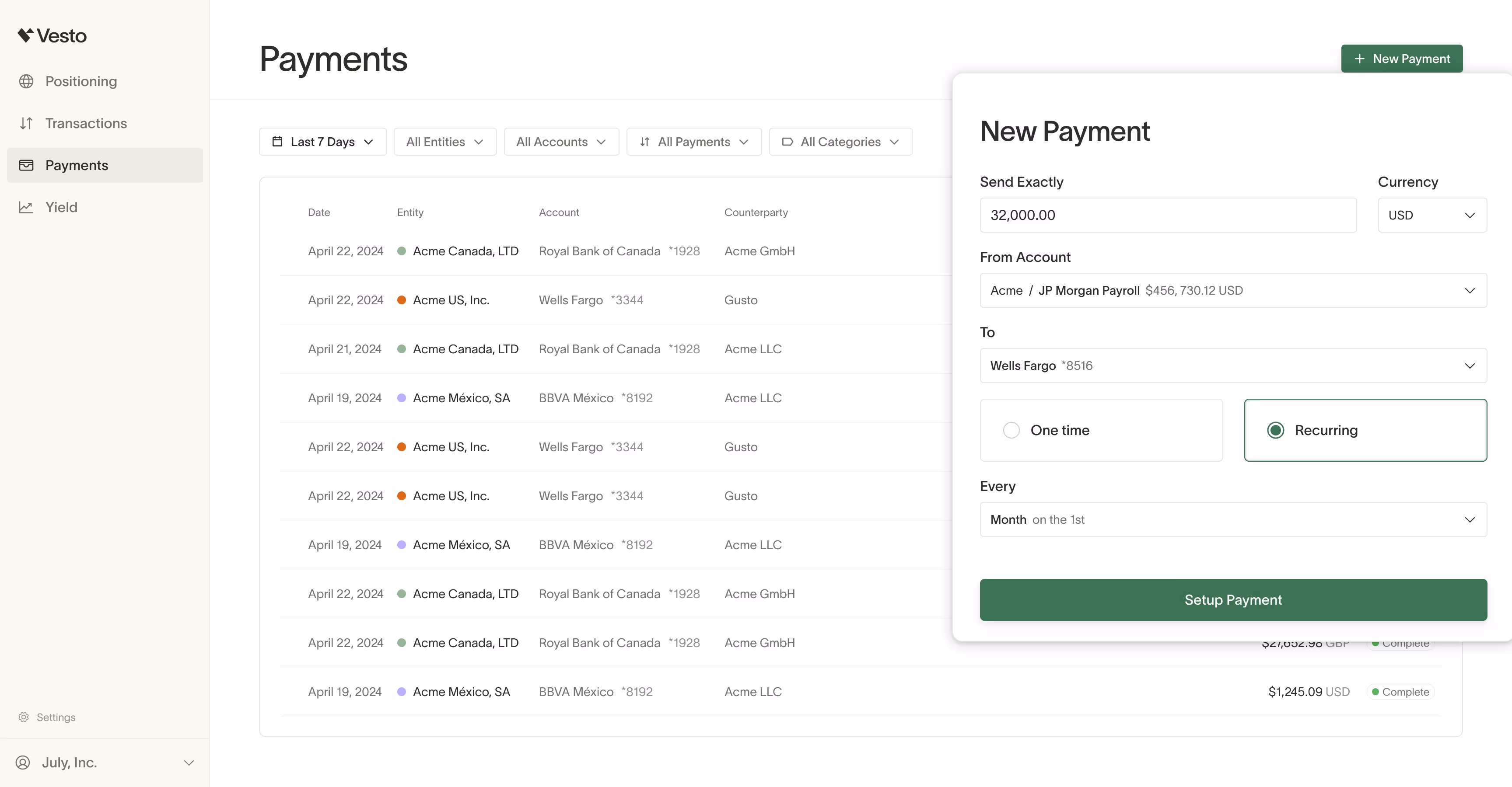 Payment dashboard image with payment information