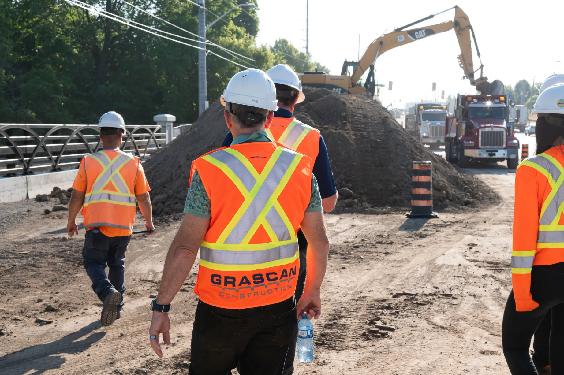 Group of construction workers going to the job site