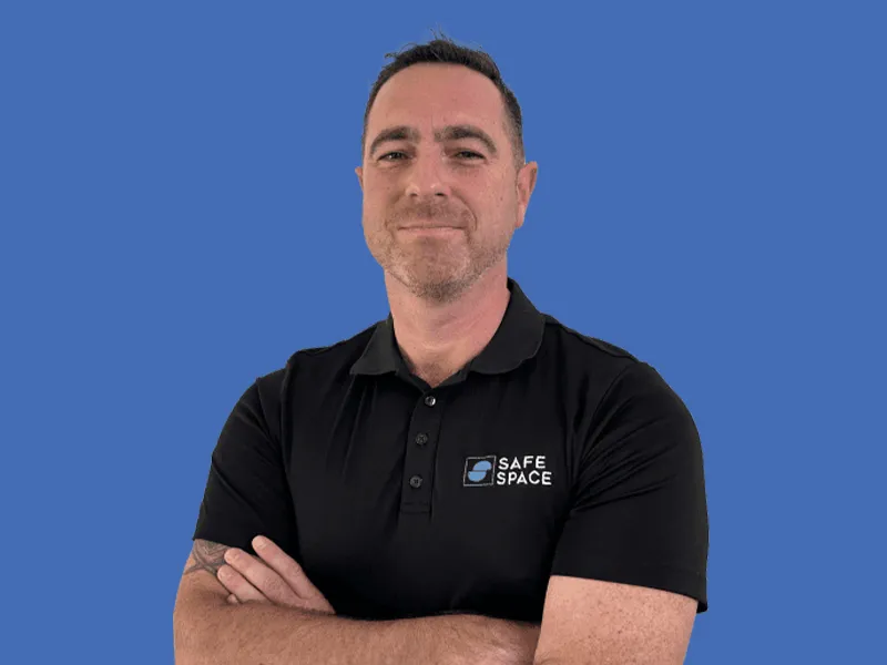 James Bamford on blue background