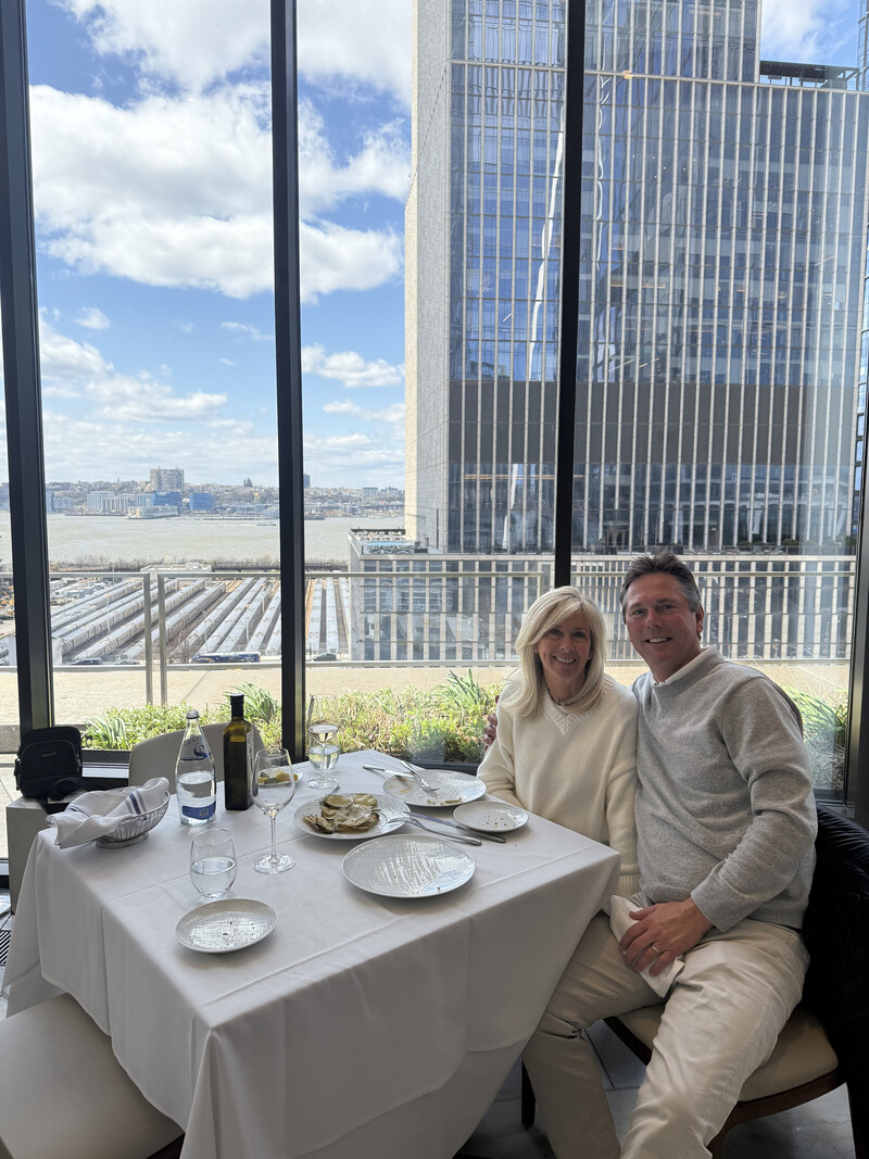 Family dinner overlooking the Charlotte skyline