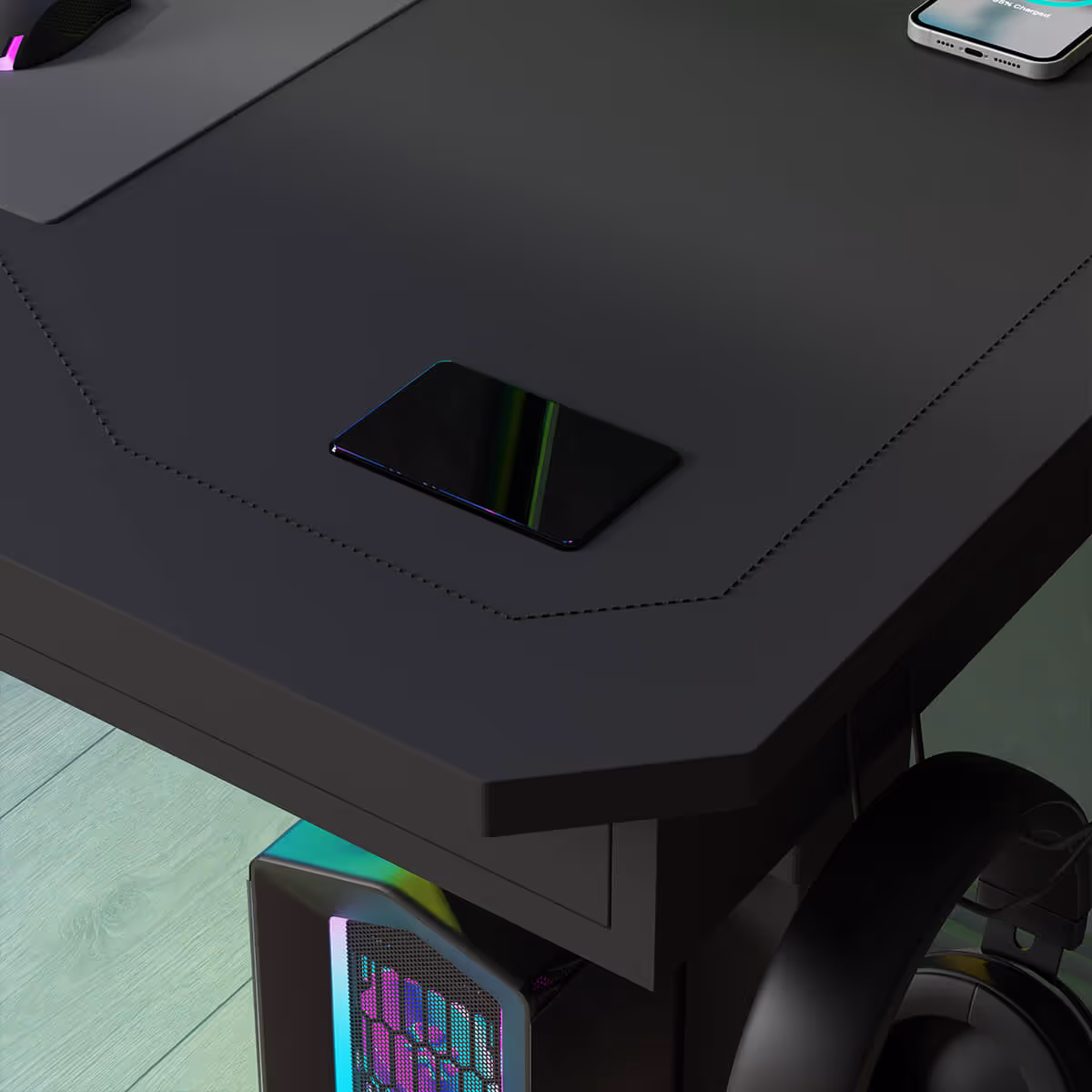 Close up of the control screen on the Cyclone Gaming Desk