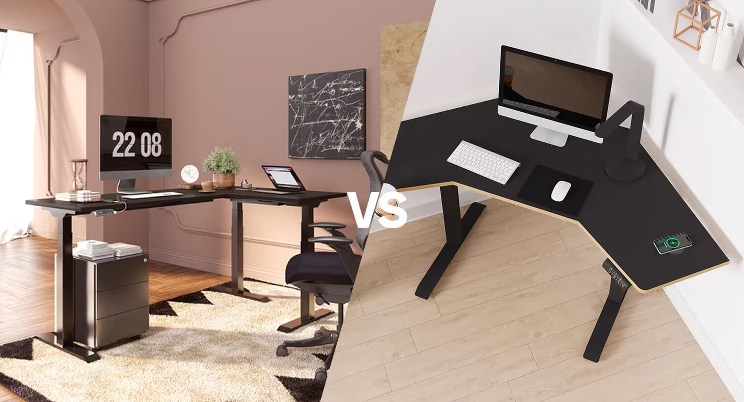 FlexiSpot E7L Premium Corner Desk compared with the Koble Gino Smart Desk