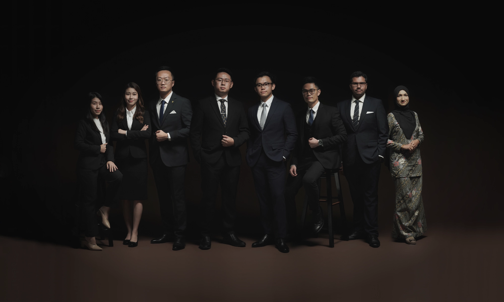 Team photo of Chan Eng & Co. law firm – from left to right: Wong Chee Yong, Tan Shin Yi Ellie, Lim Tao Sheng, Chan Shao Hang, [Eng Yuh Pei Dixon, Tan Jia Jing, Raveen Ashwin A/L Kavi Rajan, and Izzati Binti Mohammad Nizamuddin – experienced Malaysian civil and criminal litigation lawyers providing client-focused legal services.
